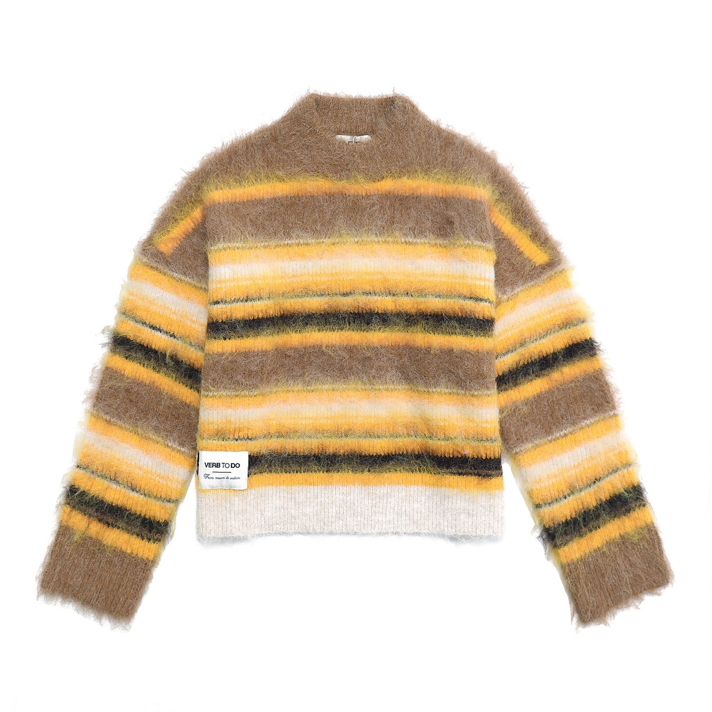 KNITWEAR BOXY STRIPES YELLOW AND BROWN VTD XS