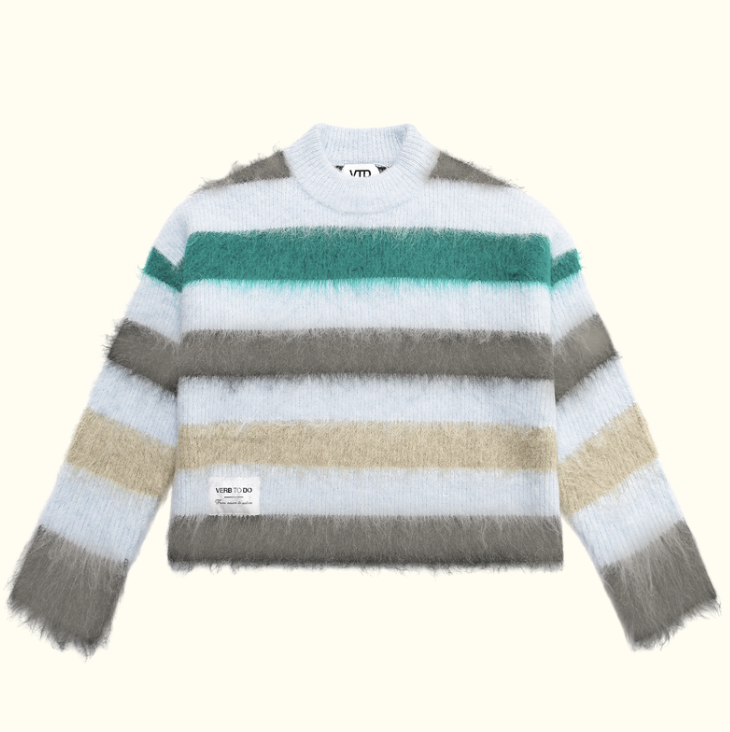 KNITWEAR BOXY GREYBLUE GREY STRIPED JERSEY XS