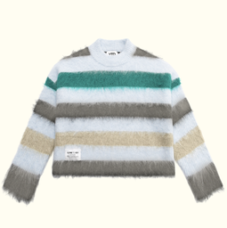 [KVTD-BXY-BL-GRY-M] KNITWEAR BOXY GREYBLUE GREY STRIPED JERSEY M