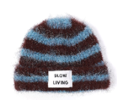 [VTD-BNY-RPL-R4] Beanie SLOW LIVING stripes blue and burdeos