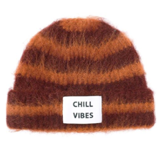 [VTD-BNY-RPL-R6] Beanie CHILL VIBES stripes orange and burdeos-R6